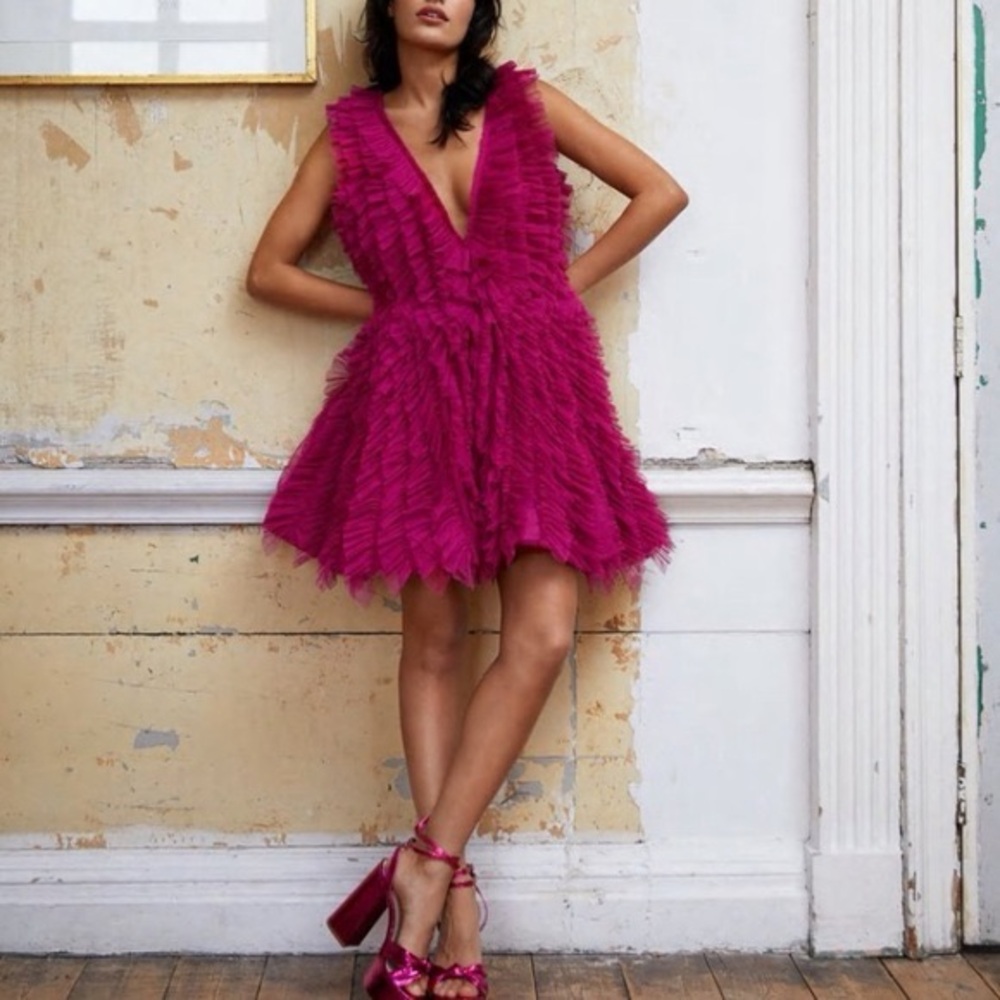 NastyGal Pink/Purple Ruffled Dress
